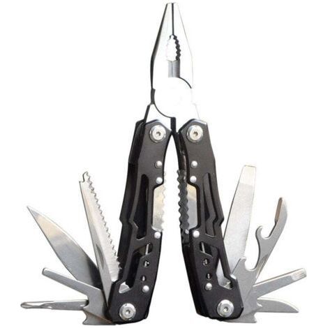 14 in 1 Multifunction Pliers Swiss Army Knife Pocket Tool with 11 Screwdriver Bits Ergonomic Handle Black (1/4)