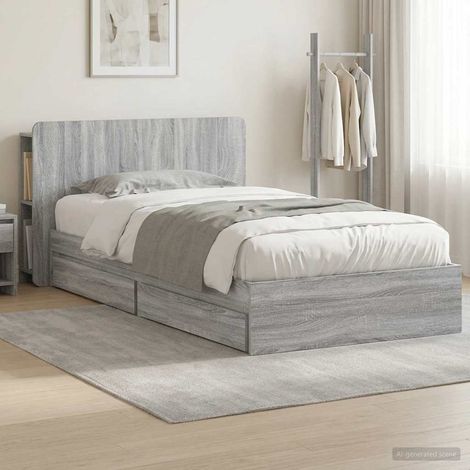 vidaXL Estructura de cama con almacenamiento Sonoma gris 90 x 190 cm (1/5)