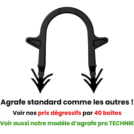 20 boîtes de 300 agrafes standard black - Hauteur 40 mm - Fixation Tube Ø 16 / 20 mm - Arcanaute (1/5)