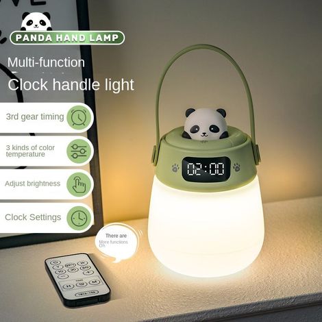 Tragbarer Nachtlichtwecker für den Heimgebrauch, mit Timer, USB-aufladbar, Fernbedienung, einstellbarer Helligkeit und Umgebungslicht mit dreifarbiger Touch-Beleuchtung