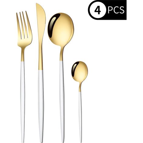 Ensemble de couverts en acier inoxydable (platine) (couteau, fourchette, cuillère) (1/5)