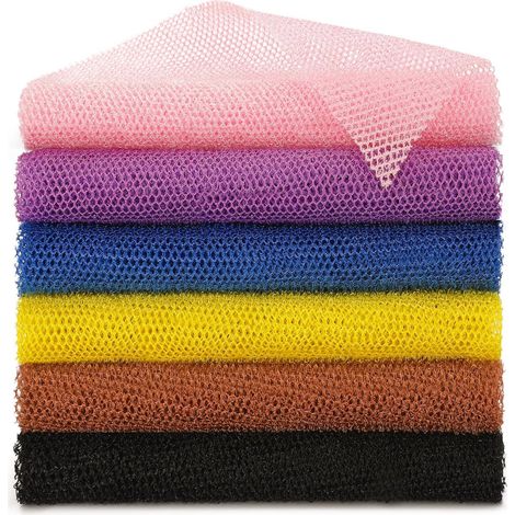 Lot de 6 Filets de Bain Africains (Djampé) Éponge Exfoliante Dos & Corps, Gommage Peau Morte (1/5)