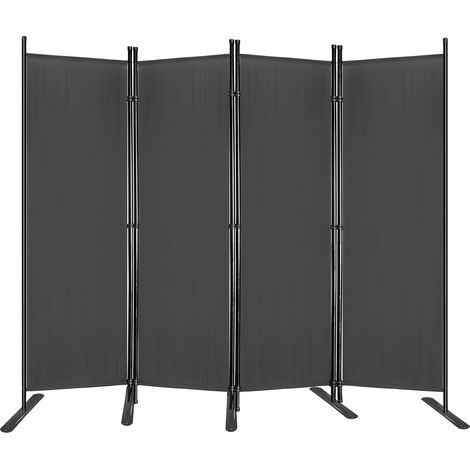 Hengmei – Paravent séparateur de pièce 225 x 180 cm – Tissu polyester imperméable – Structure en acier pour intérieur et extérieur – Gris foncé (1/5)