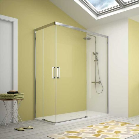 Mampara de ducha esquina 2 Fijos 75  cm + 2 Puertas Correderas 125 cm S400