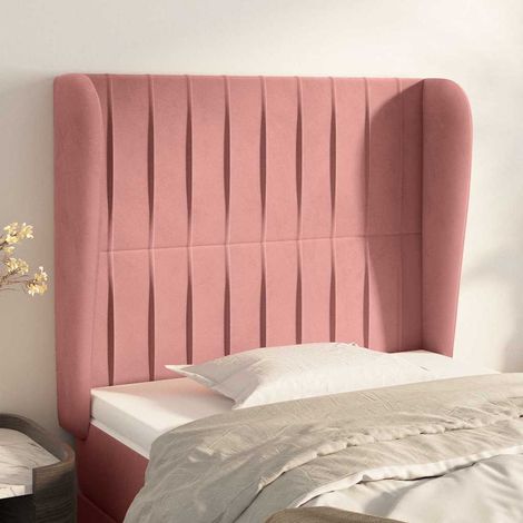 vidaXL Cabecero con orejas de terciopelo rosa 93x23x118/128 cm (1/5)