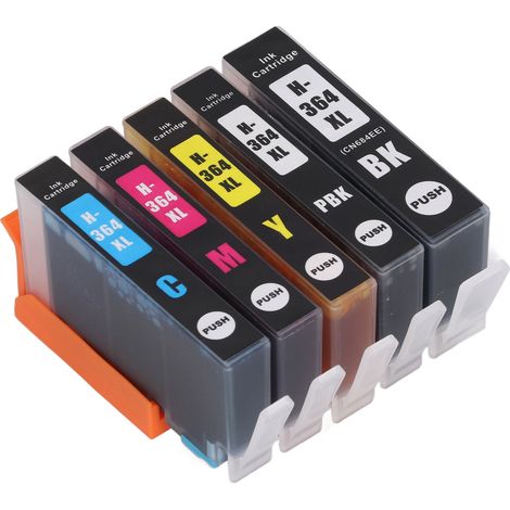 Les cartouches d'encre pour imprimante HP 364 avec remplissage d'encre sont compatibles avec les imprimantes Photosmart B8550/B8553/B8558/C6380/C6383/C5324 (cartouches d'encre 5 couleurs). (1/5)