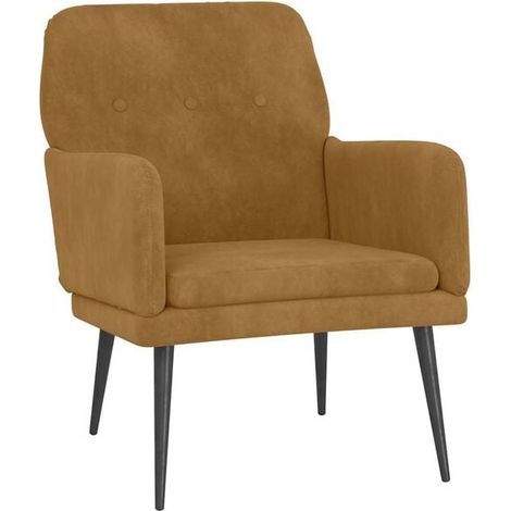 Fauteuil marron, 62x79x79 cm, velours. (1/5)