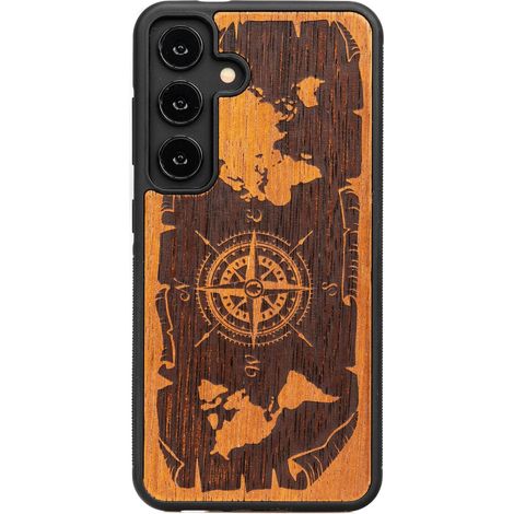 Bewood Holzhülle für Samsung Galaxy S24 WIND ROSE MERBAU (1/4)