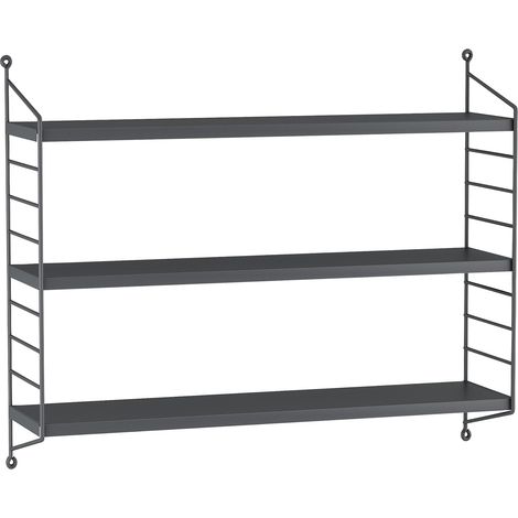 Juego de 2 estantes de pared mueble de almacenaje moderno acero 50 x 60 x 15 cm gris oscuro 030009748 (1/4)