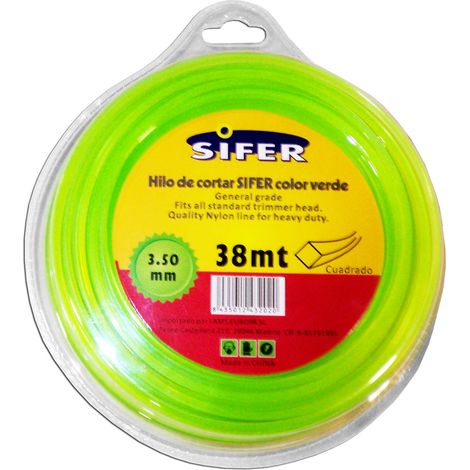 sifer hilo desbrozadora verde cuadrado 3.50 mmx 38 mt 48222073