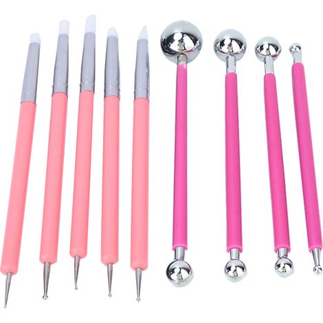 Lot 9 outils de sculpture argile poterie, poignée tube aluminium, crayon acrylique silicone DIY 2 (1/5)