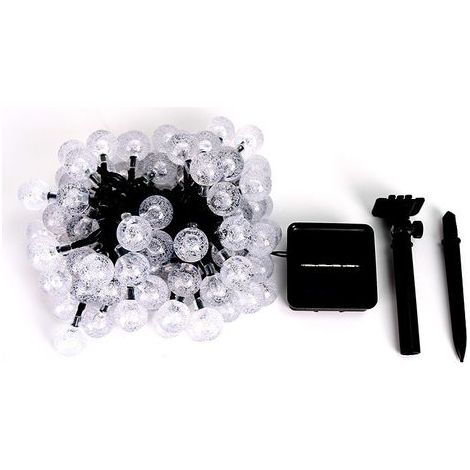Guirlande lumineuse solaire pour extérieur, 50 LED, 8 modes, boules de cristal, étanche, pour extérieur/intérieur, jardin, balcon, arbres, mariages, fêtes, Noël (blanc chaud) (1/5)