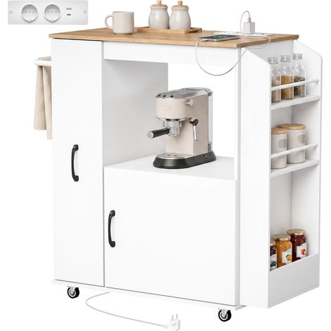 HOMCOM Carrello da Cucina con Ruote e Presa di Corrente (1/5)