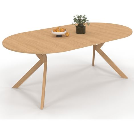 Ausziehbarer runder Esstisch ALIX 4-10 Personen Spinnenbein Holz Effekt Buche 110-200 cm