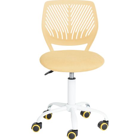 FurnitureR Farbenfroher Bürostuhl, ergonomischer Drehstuhl mit höhenverstellbarer Sitzfläche für Computer, Schreibtischstuhl mit 5 Rollen für Homeoffice, Arbeitsstuhl, Hellgelb (1/5)