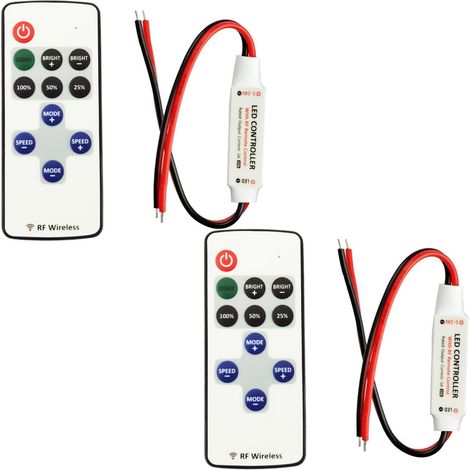 2pcs Contrôleur de Bande LED Monochrome DC 5V-24V 5A RF Régulateur Gradateur de LED Strip Récepteur Ruban LED Télécommande pour 2 Broches COB et SMD 5050 3528 2835 5630 Monochrome LED Stripe (1/5)
