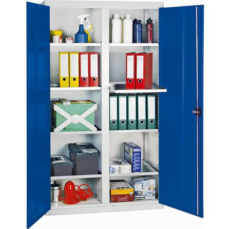 Werkzeug-/Beistellschrank H1800xB1000xT500mm 8Bd.lichtgrau/enzianblau STUMPF (1/5)
