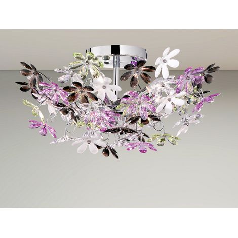 Verspielte LED Deckenleuchte im floralen Design, Chrom Multicolor Ø 51cm (1/5)