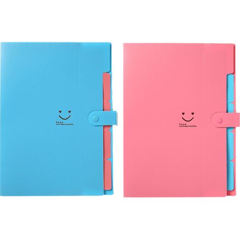 Dossier Extensible - 2 Pièces - Format Lettre A4 - 5 Pochettes avec Onglets - Fermoir à Cliquet - Pour École Bureau Maison (1/5)