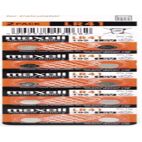 Blister mit 10 Maxell LR41 Alkali-Knopfbatterien (1/2)