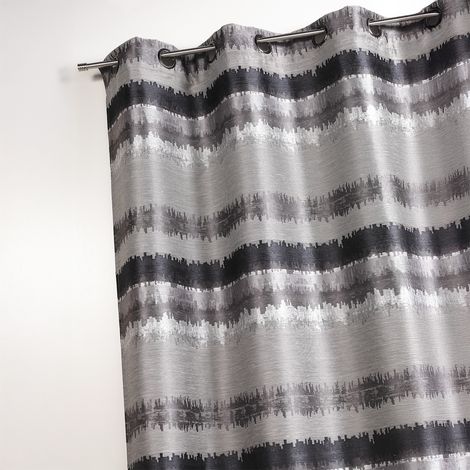 Rideau ethnique en jacquard à rayures horizontales Gris clair 140x260 cm
