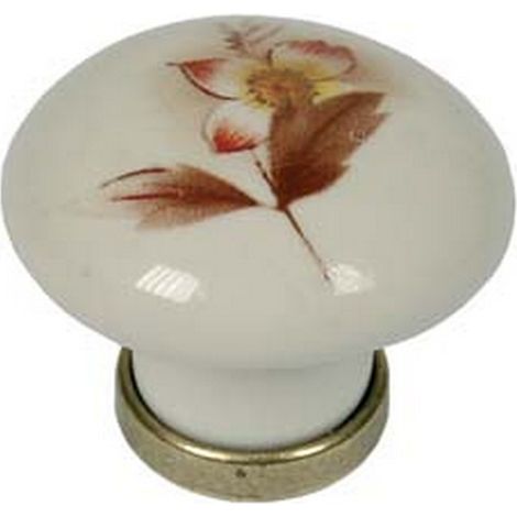 5PZ POMOLI TONDI IN PORCELLANA MOD.P04.01 AVORIO DECORO FIORE -  MM.31X26H.