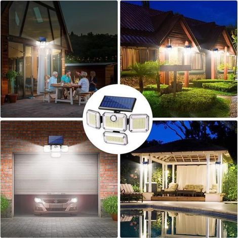 Lampe Solaire Extérieur, avec Détecteur de Mouvement 333 LED, IP65 Étanche Solaire Extérieur, Très grand angle d'éclairage de 240° (1/4)