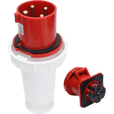 Fiche mâle industrielle étanche IP67 63A 3 phases 4 broches 3P+E 380-415V connecteur électrique pour usage extérieur (1/5)