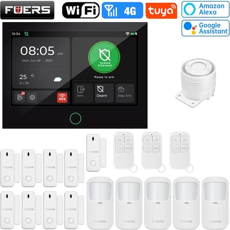 (Pack 14) Système d'alarme de sécurité pour maison connectée avec écran TFT 7 pouces, Wi-Fi 4G LTE et protection antivol. (1/5)