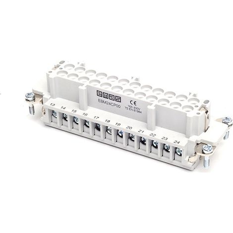 Inserto hembra para cubierta metálica, 24 pines o 48 pines (pines 1-24), 16 A T0-EB024CP00