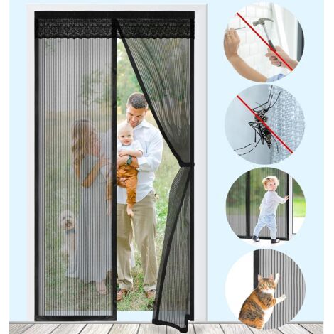 Moustiquaire de porte magnétique sans perçage résistant aux rayures peut être utilisée pour installer balcon terrasse porte intérieure moustiquaire 100 x 220 cm 1 paquet (1/5)