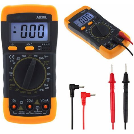 A830L Multimètre numérique LCD AC/DC Ampèremètre Voltmètre Testeur Mètre avec rétroéclairage (1/5)