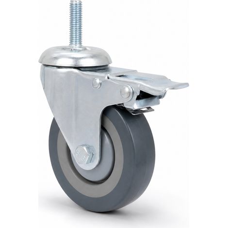 Roue Pivotante PVC avec Frein pour Chariot Filetage M10 4 Pouces (1/5)