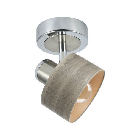 Nando Faretto 1xe14 Cromo-nichel/legno grigio 17x12x12 Cm Orientabile