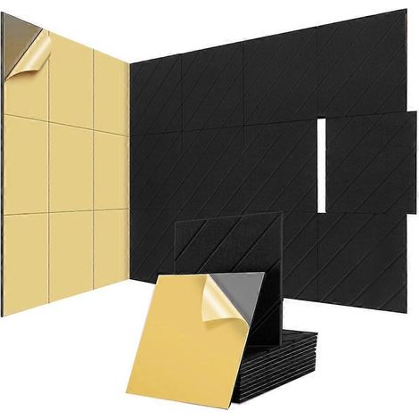 Lot de 12 panneaux acoustiques, panneaux en mousse insonorisante de 12 x 12 x 0,4 pouces, décoration murale. (1/5)