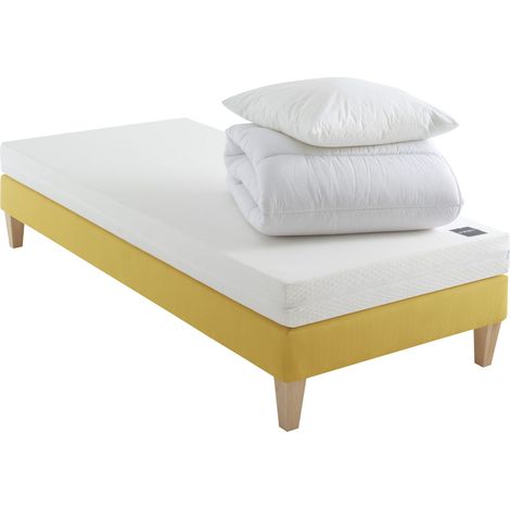 Ensemble matelas junior mousse, sommier, pieds, couette et oreiller Aurore 100 - SOMEO 70x190 (1/5)