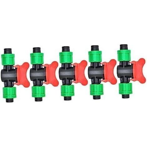 5 Pièces Valve Verte 16mm Tuyau d'arrosage Raccord cannelé 1/2 soupes durite Lien Goutte à Goutte Valve Droite à Double Bouton Extérieur goutteur Vanne Droite Changer Accessoires (1/5)