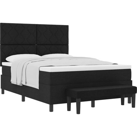 Maison Exclusive - Lit à ressorts avec tête de lit Noir 160 x 200 cm tissu (1/5)
