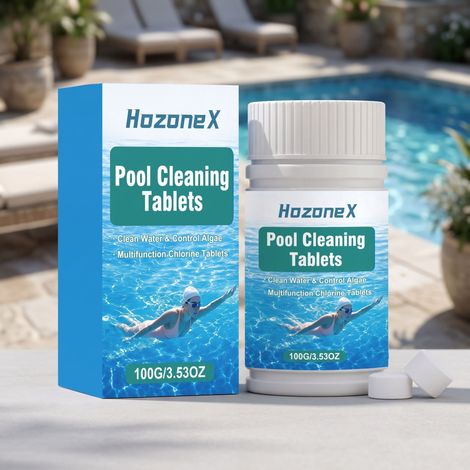 Pool cleaning tablets, evenly dissolve, inhibit algae, balance water quality, long-lasting water purification, pool water quality maintenance year-round -- 100g -- BIEMMEDUE (1/5)
