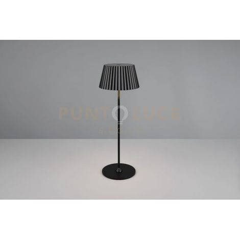 SUAREZ LAMPADA DA TAVOLO RICARICABILE METALLO NERA REGOLAZIONE INTESITA' TOUCH IP 44 H.39CM  LED 1,5W 200lm, 3000K