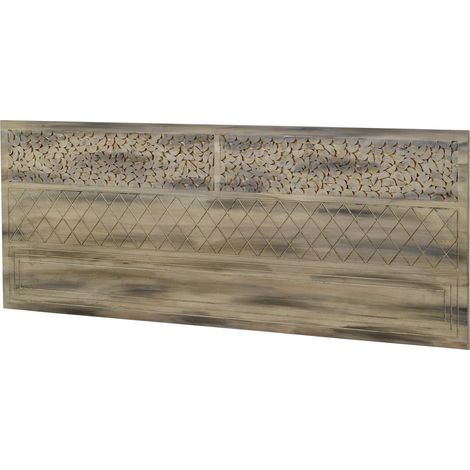 Tête de lit en bois d'orme finition greywash sculptée naturelle - bois naturel finition greywash (1/2)