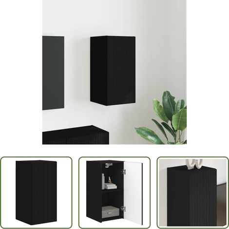 Holzwerkstoff - TV-Wandschrank Schwarz 30 x 31 x 60 cm Holzwerkstoff (1/5)