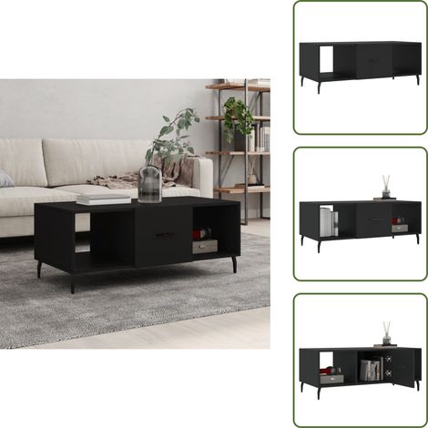 Couchtisch Schwarz 102x50x40 cm Holzwerkstoff - Couchtisch - Wohnzimmertisch - Holzt Tisch - Schwarz - Stauraum (1/5)