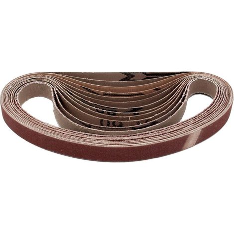 Lot de 12 bandes abrasives en tissu - 10 x 330 mm - 2 x grain 40/60/80/120/180/240 - Compatibles avec limes à ruban - Papier abrasif - Assortiment de bandes abrasives. (1/5)