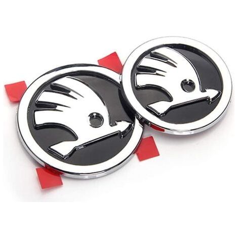 2-piece 3D metal grille emblem sticker for car body decoration in the style of Skoda logo (1/3)