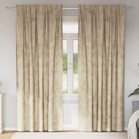 Samtvorhänge mit Vorhängen 2 pcs Creme 225 x 140 cm Samt