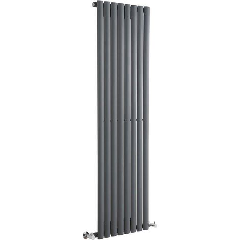Single Tall Vertical Oval Panel Radiator Anthracite 1800mm High 590mm Wide