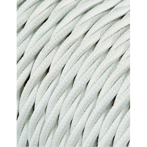Câble Textile Tressé 2x0,75mm C-01 Soie Blanc Aluminium 5m (1/3)