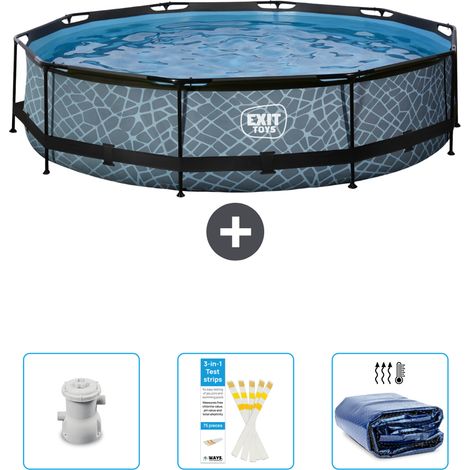 Exit Pool Rund - Steinoptik - 360x76 cm - 4-teilig SCB86 (1/4)