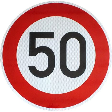 Panneau de signalisation RA2 d'origine, limitation de vitesse à 50 km/h, n° 274-50 StVO RAL RSA-21. Panneau de signalisation routière, cadeau pour un 50e anniversaire, panneau de chantier. (1/2)